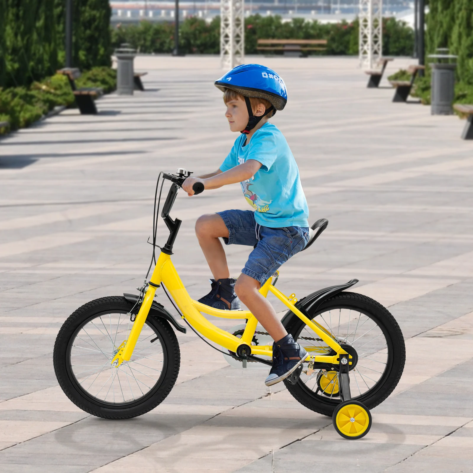 16 in Kid's Bicycle with Training Wheels Pedal Light Kids Bike Adolescent New