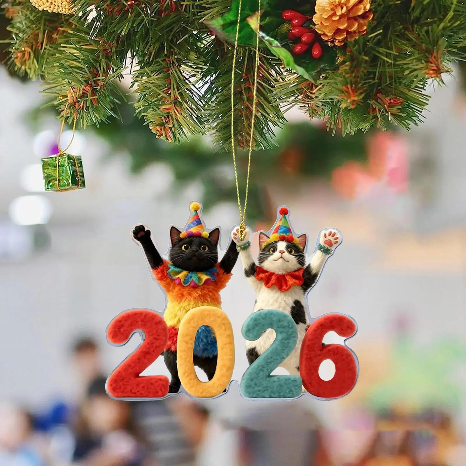 2D Flat Christmas Cat Decoration Pendant Christmas Tree Decorations 2D Cute Cat Pendants Decorative Small Kitten Tree Ornament view 4