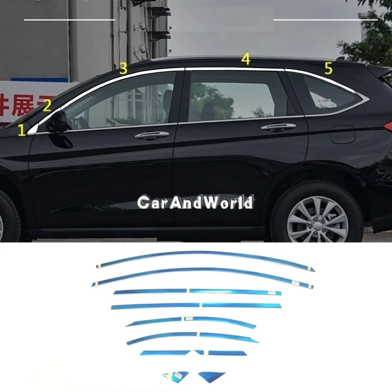 

Stainless Steel For HAVAL M6 M6plus 2017-2024 Car Door Upper Window Pillar B/C Center Column Cover Trims Accessories