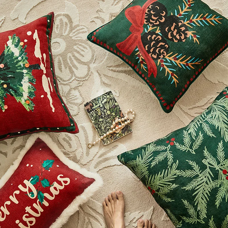 Christmas Tree Square Pillow Double-Sided Printing Creativity Festive Atmosphere Home Decoration And Accessories Sofa Cushions