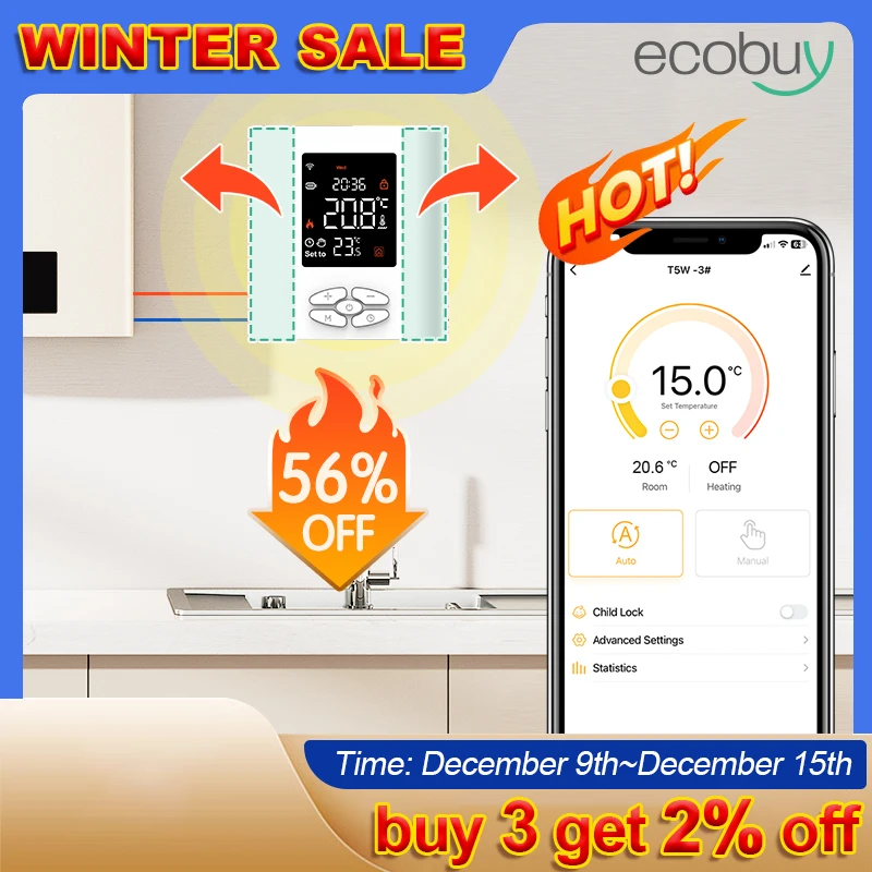 

Tuya Smart Home WiFi /Zigbee Thermostat Battery Powered Temperature Controller For Gas Boiler Work With Alcie Alexa Google Home