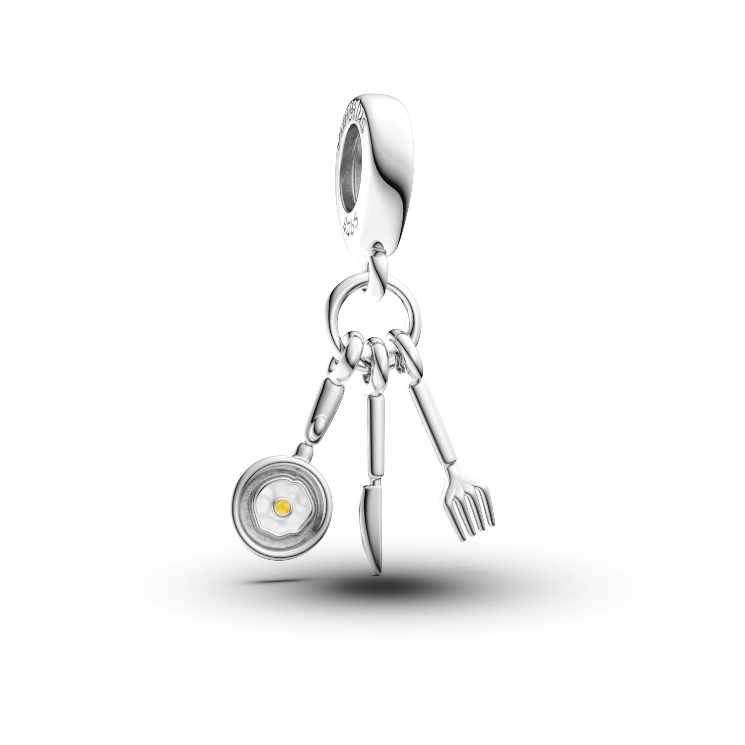 Manyilus S925 Silver Kitchen Fried Egg Charm for Original Bracelet Cute Food Jewelry Pendant DIY Fun Cooking Gift - view 6
