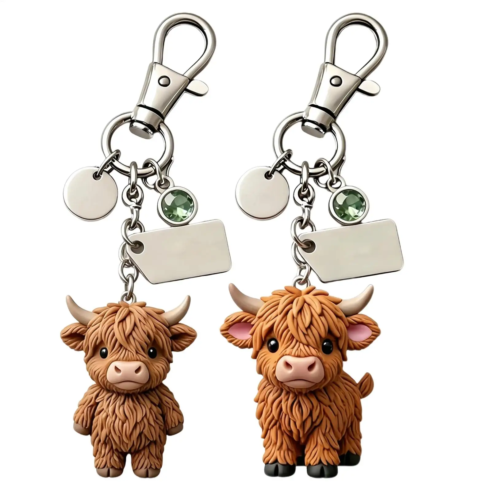 Creative Cow Keychain 3D Cow Resin Cartoon Keyrings Girls Bag Car Keychain Pendant for Girlfriend Kids Family Friends Purse