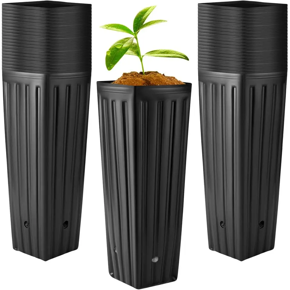 400 Pieces Tall Plastic Deep Plant Pots with Drainage Holes for Seedlings, Suitable for Indoor and Outdoor Gardening (11.8 H X 3