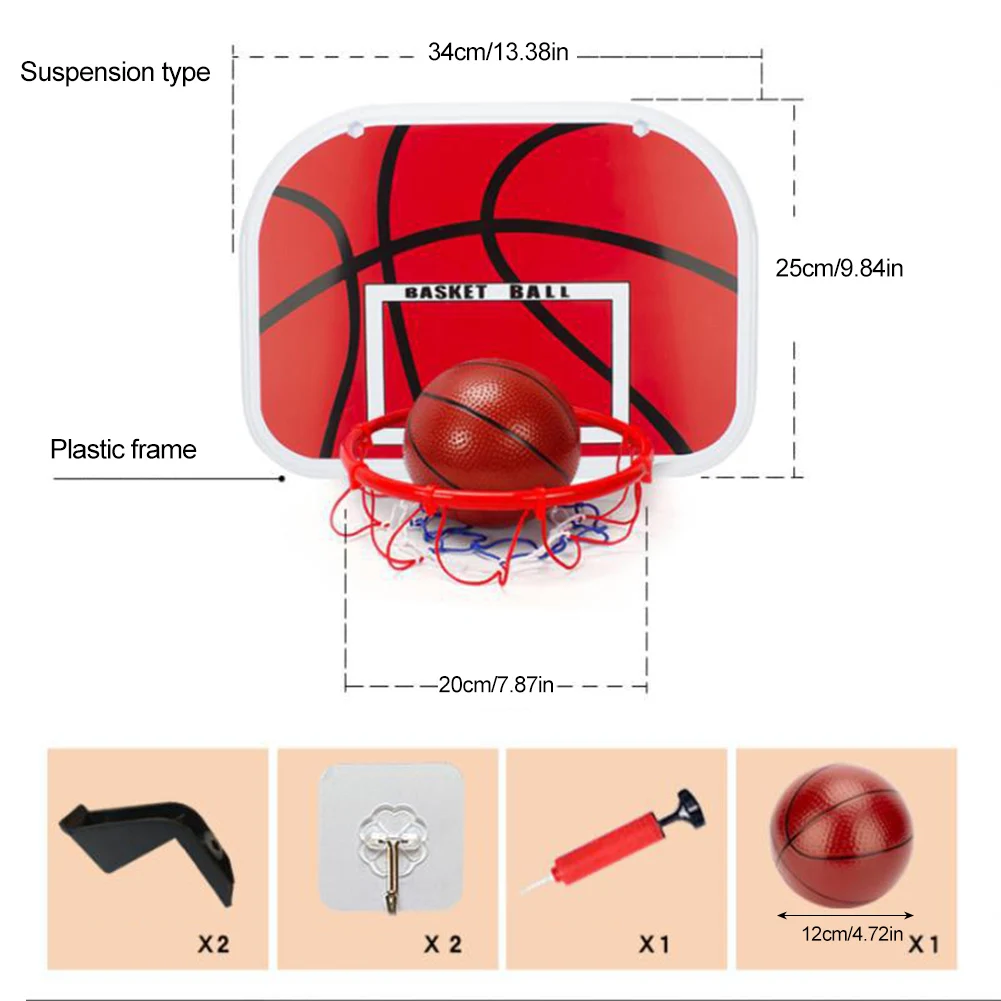 Obras de baloncesto con pelota y bomba, mini aro de baloncesto, juego de aro de baloncesto ajustable, juego interior y exterior para niños