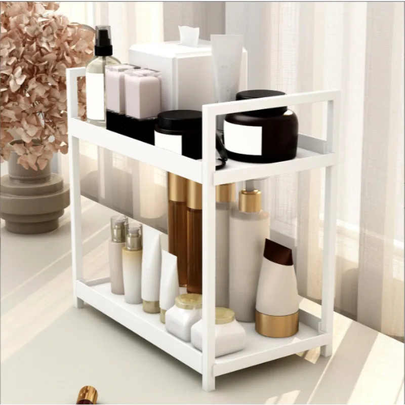 Best-selling double-layer desktop storage shelf, multi-functional hole-free storage rack, perfume and cosmetics storage rack