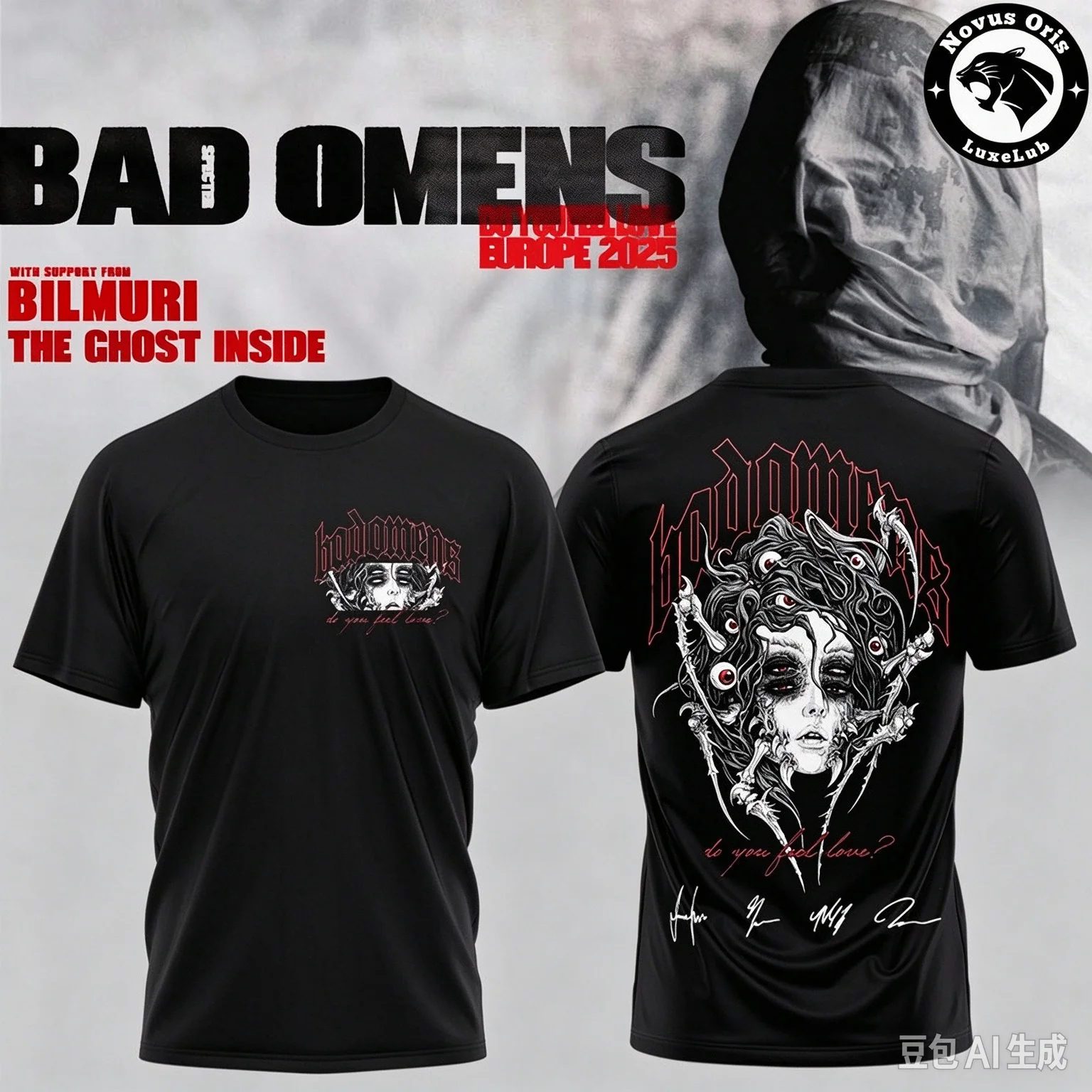 Bad Omens Europe Tour 2026 T-shirt Unisex Double Sided Print Metal Band Fan Short Sleeve Concert Tee Ins Y2k