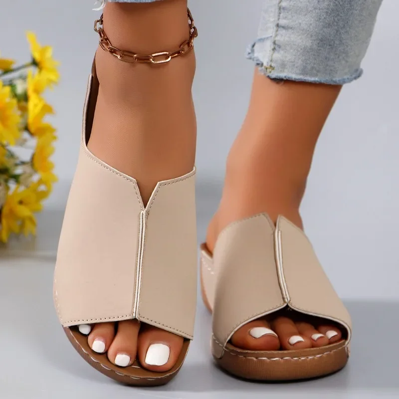 Damen Hausschuhe heißer Verkauf offene Zehen Keil Hausschuhe Frauen Sommer neue Mode Schuhe Damen plus Größe 43 Zapatos de Mujer