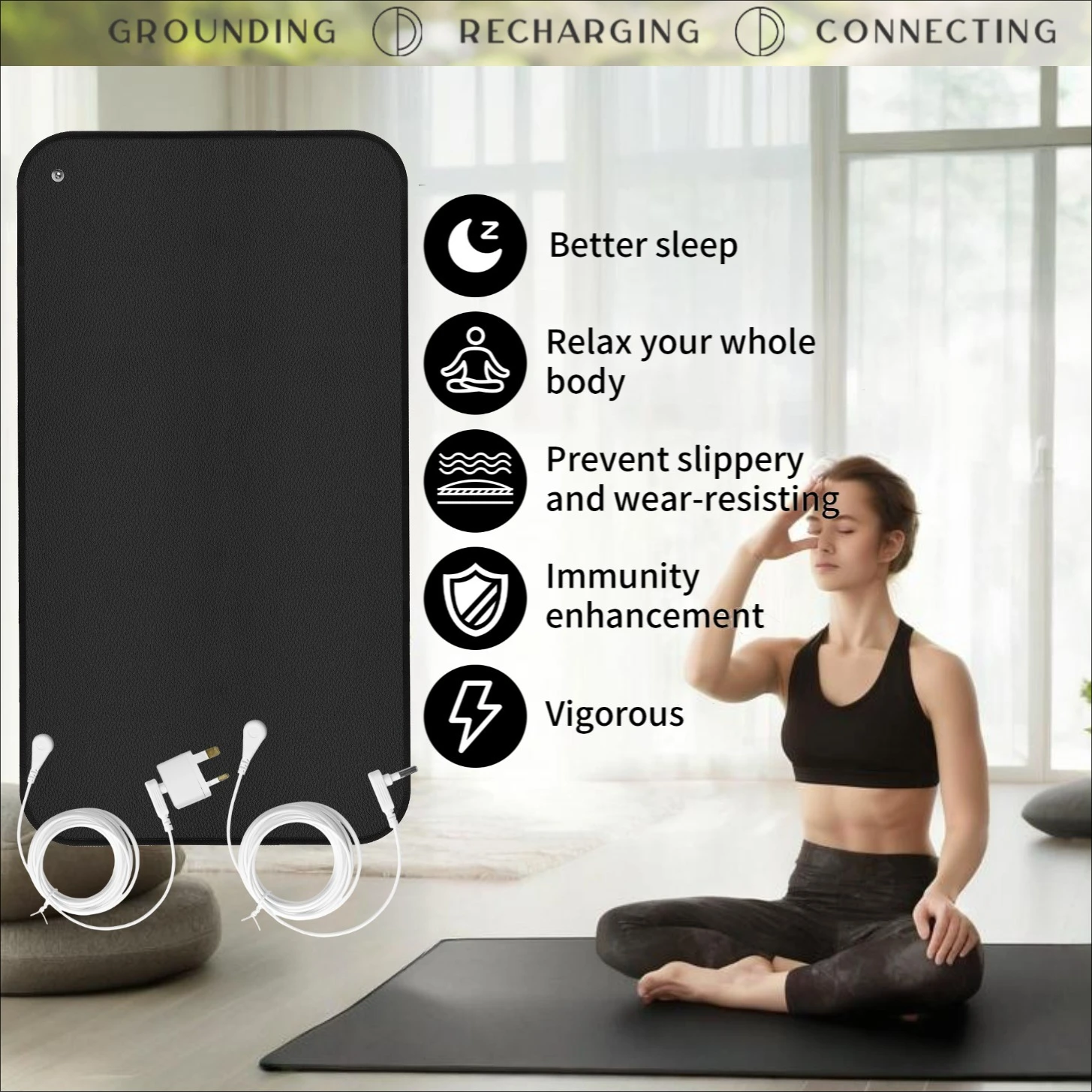 حصيرة التأريض لتحسين النوم، حصائر التأريض الناعمة، توازن صحي لتخفيف آلام القلق، وسادة علاج العافية المتصلة على الأرض #1