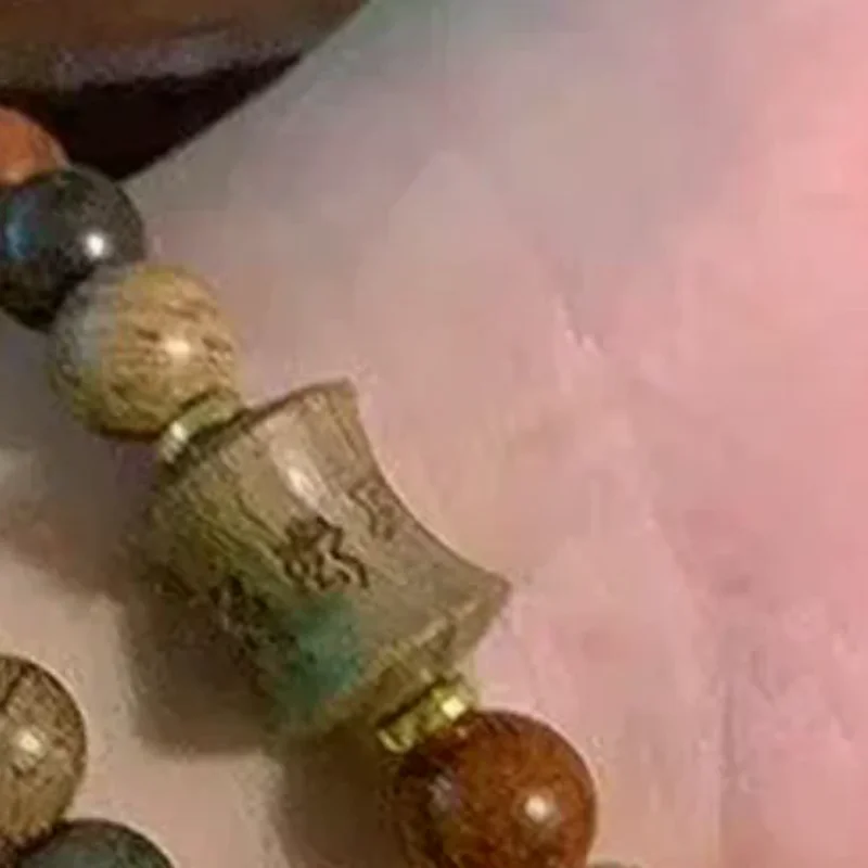 Natural Sandalwood Multi-Treasure Beaded Bracelet Ethnic Style Wristlet Proverb Bracelet Ancient Style Zen Rosary Gift