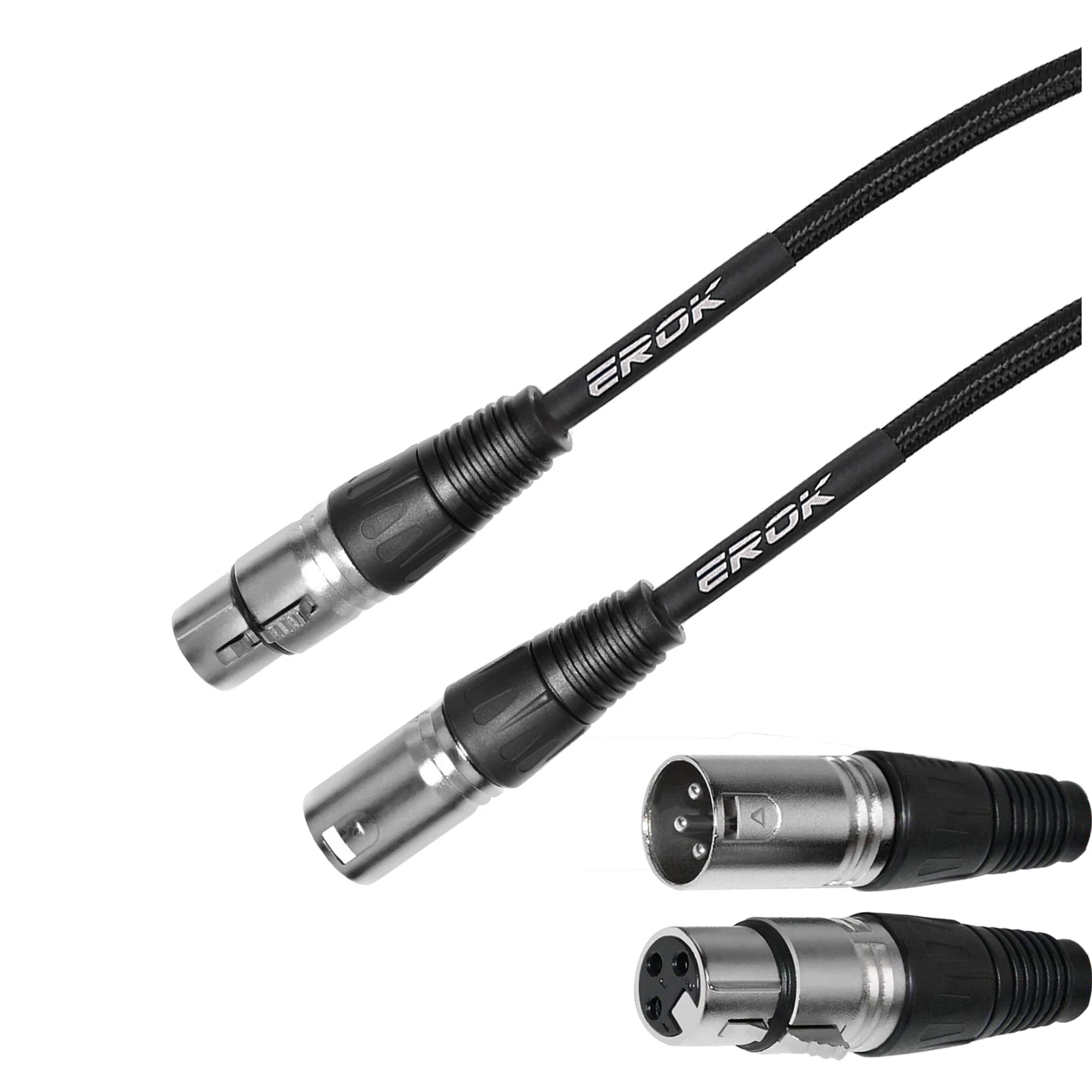 EROK XLR Cable 0.5/1.5/5/10/15/20 Meters For Karaoke Microphones, Audio Mixers & Amplifiers for Stage Performances, Home KTV