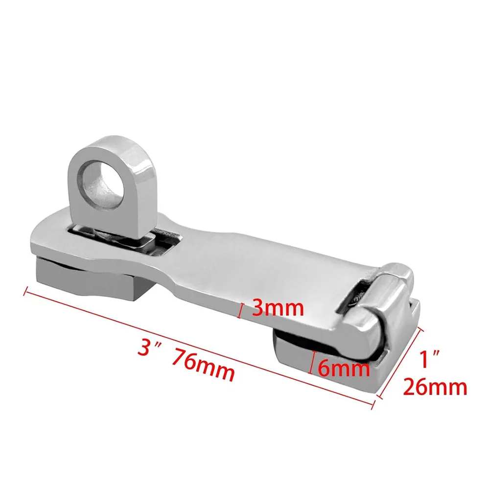 1pc Marine Grade Door Hasp 316 Stainless Steel Heavy Duty Door Hasp With Turning Padlock Eye Mount Marine Cabinet Latches