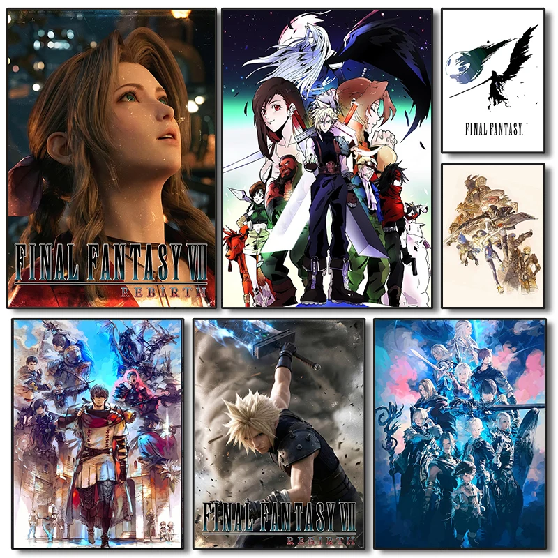 Game Final Fantasy VII Poster Cloud Tifa Aerith Prints Canvas Painting Final Fantasy VII Wall Art Pictures Home Room Decoration