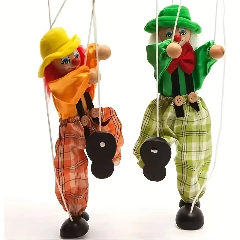Wooden Marionette Puppets Pull String Puppet Clown Doll Birthday Christmas Gifts Theater Puppetry Party Favors For Kids Adults