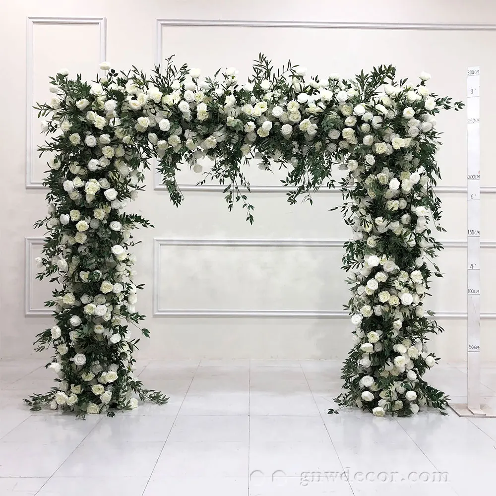 Wedding Square Arch Burgundy Floral Arrangement Supplies Artificial Rose Arch Flower Stage Events Arch Wedding Background