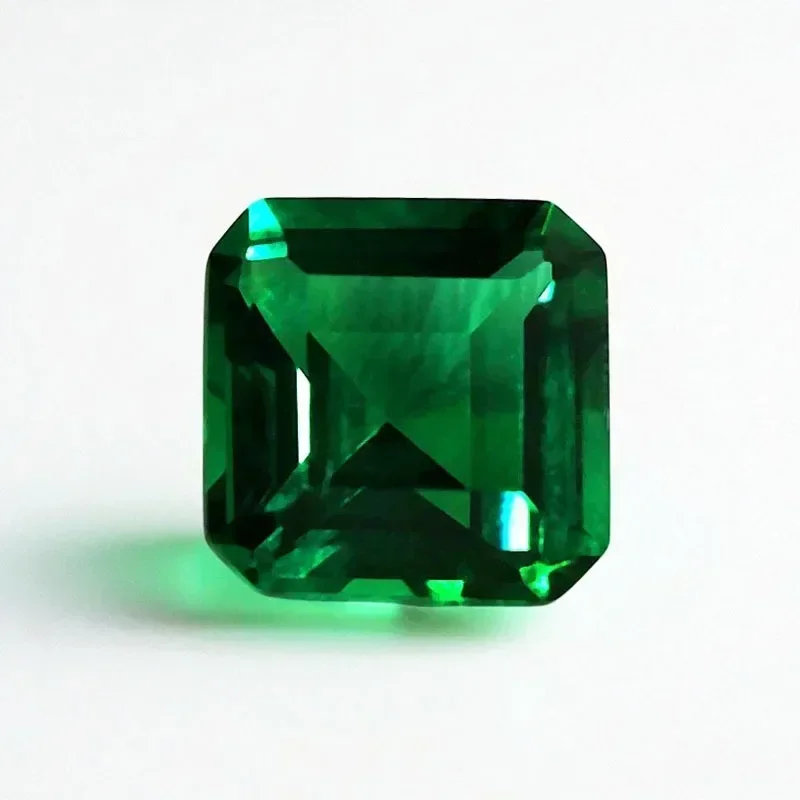 

Top-level Lab Grown Zambian Emeralds Asscher Cut Hydrothermal Hand Cutting with Cracks Inclusions Inside AGL Certificate
