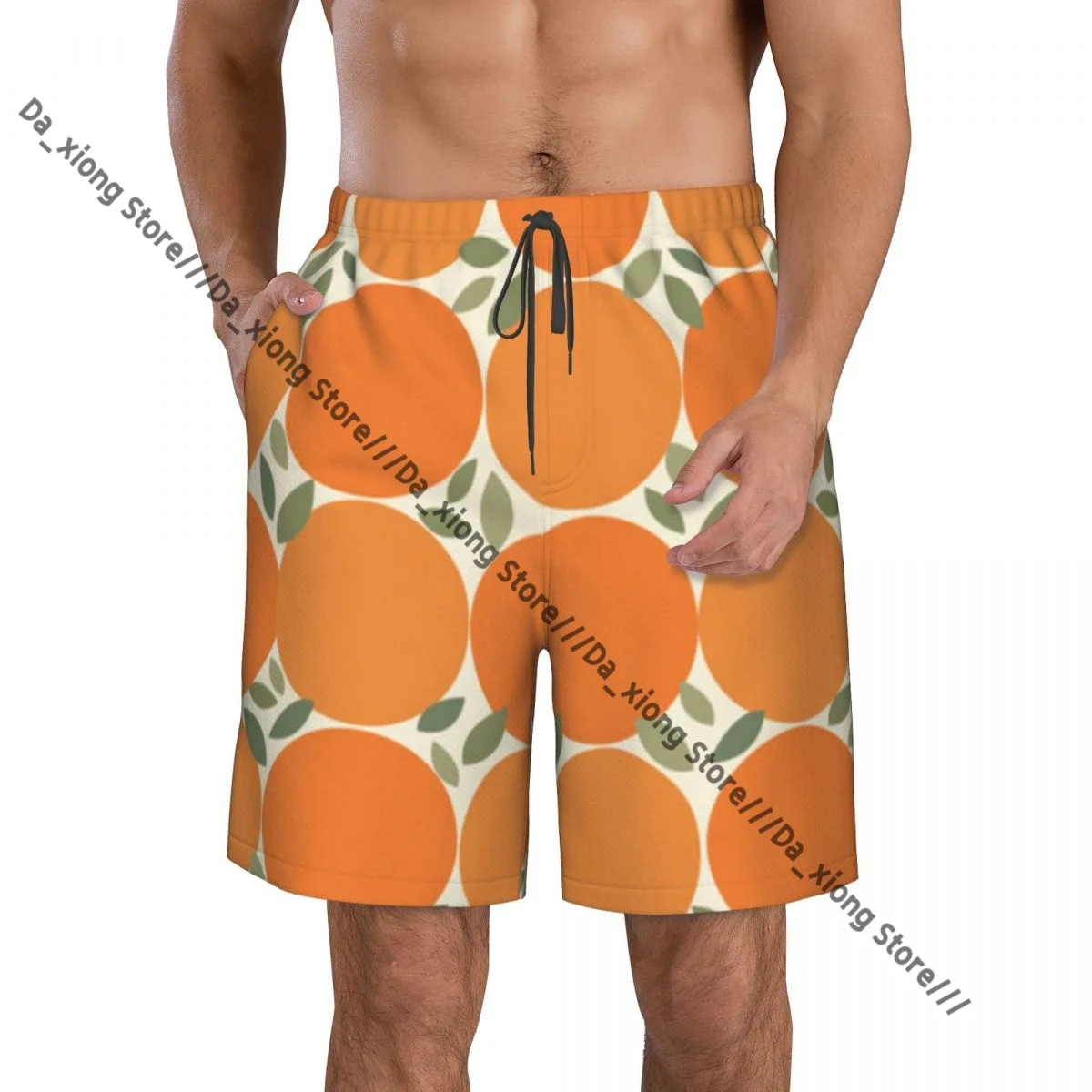 

Быстросохнущие шорты для плавания с рисунком сочных апельсинов для мужчин, купальник, купальный костюм, пляжная одежда