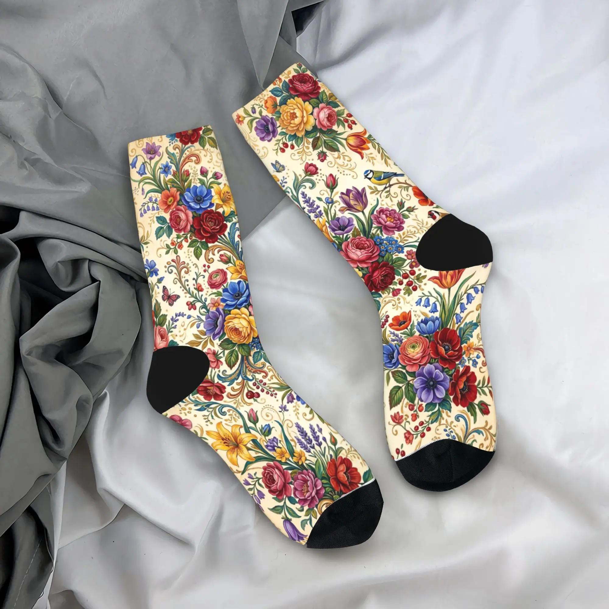 Gorgeous Floral Botanical Tree Print  Stockings Women Men Socks Autumn Skateboard Anti Sweat Graphic Socks Birthday Present