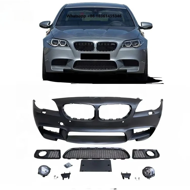 For 5 Series F10 F18 M5 Style 2011-2017 PP Plastic Front Bumper Fog Light Grill Rear Bumper Side Skirts Bodykit Body Kit