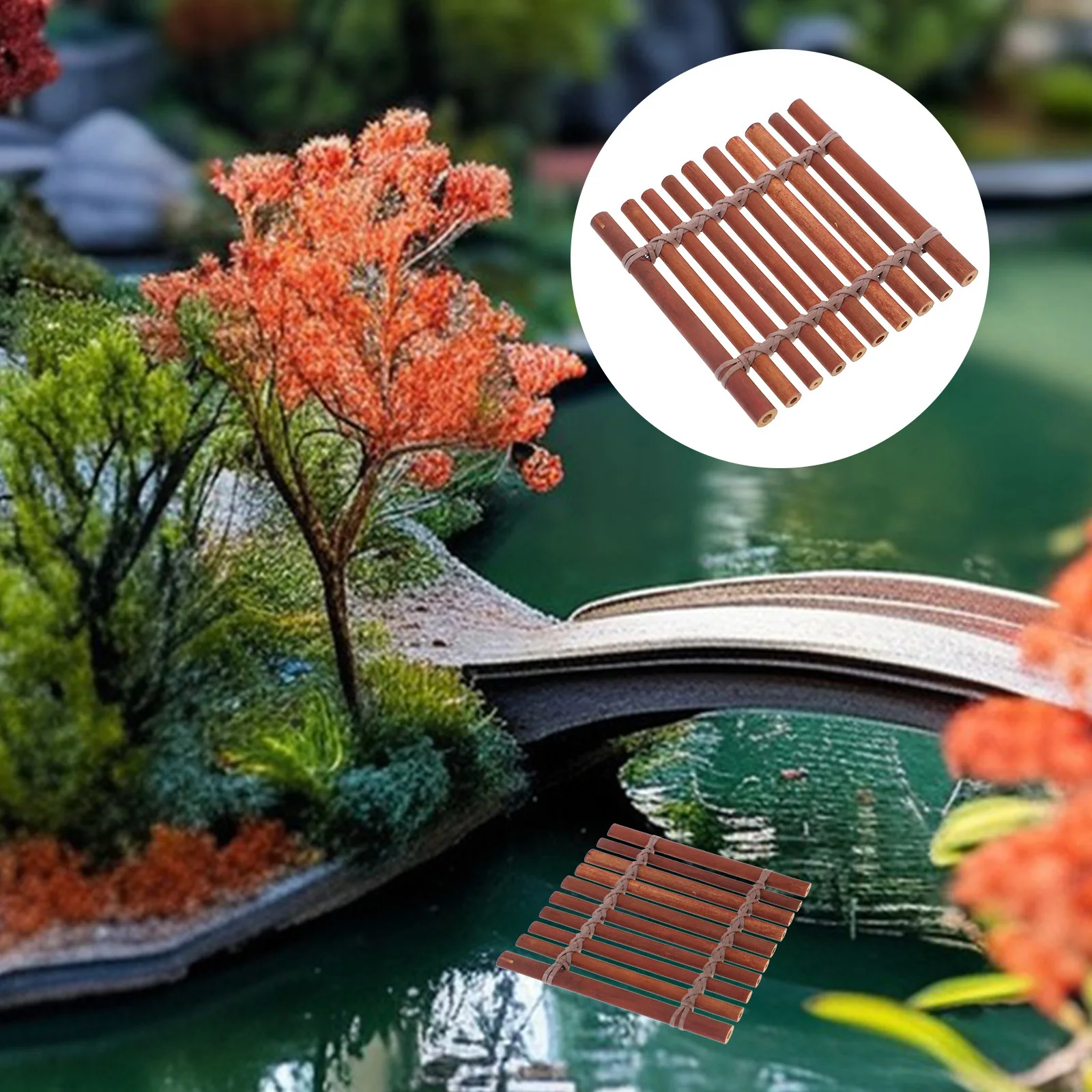 

Bamboo Raft Micro Landscape Unique Weaving Design Photography Prop Miniature Garden Decor Rustic Charm
