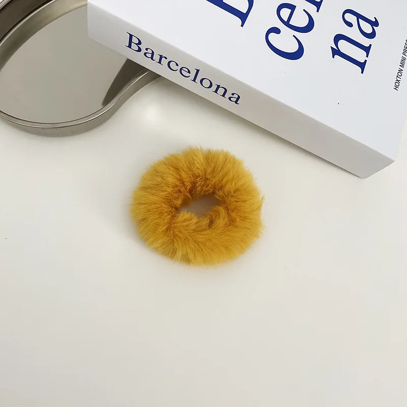 Mädchen Süße Nachahmung Kaninchen Pelz Kaninchen Ohren Elastische Haar Bands Frauen Pelz Flauschigen Haar Ringe Plüsch Scrunchies Haar Zubehör – Detail 31
