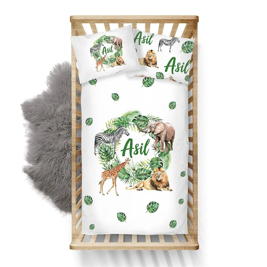 Cá Tính Cho Bé Bộ Chăn Ga Gối Cotton Mềm Mại Cũi Tự Làm Gối 3-Pcs