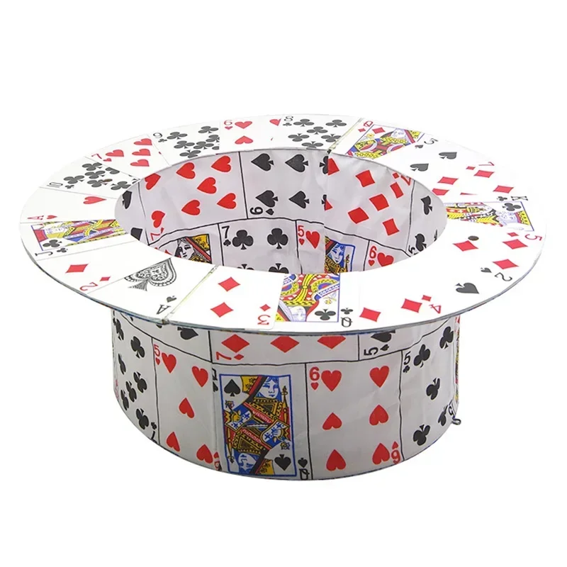 Folding CARD FAN To Card Top Hat Spring Magic Tricks Magician Stage Street Illusions Gimmick Prop Comedy trucos de magia