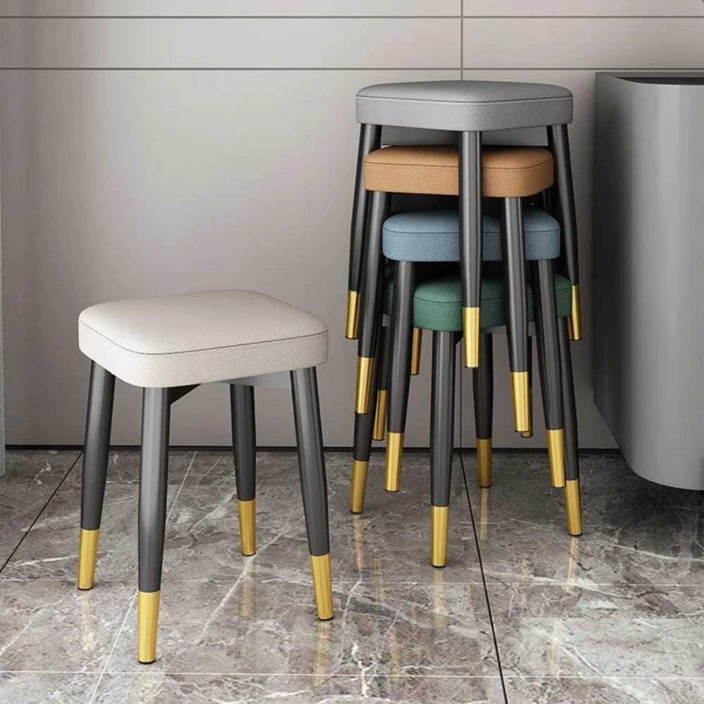 

Для обеденного стула для гостиной, кожаная одежда, латексная версия, легкий роскошный стул, утолщенный устойчивый кожаный кожаный стул, квадратный табурет