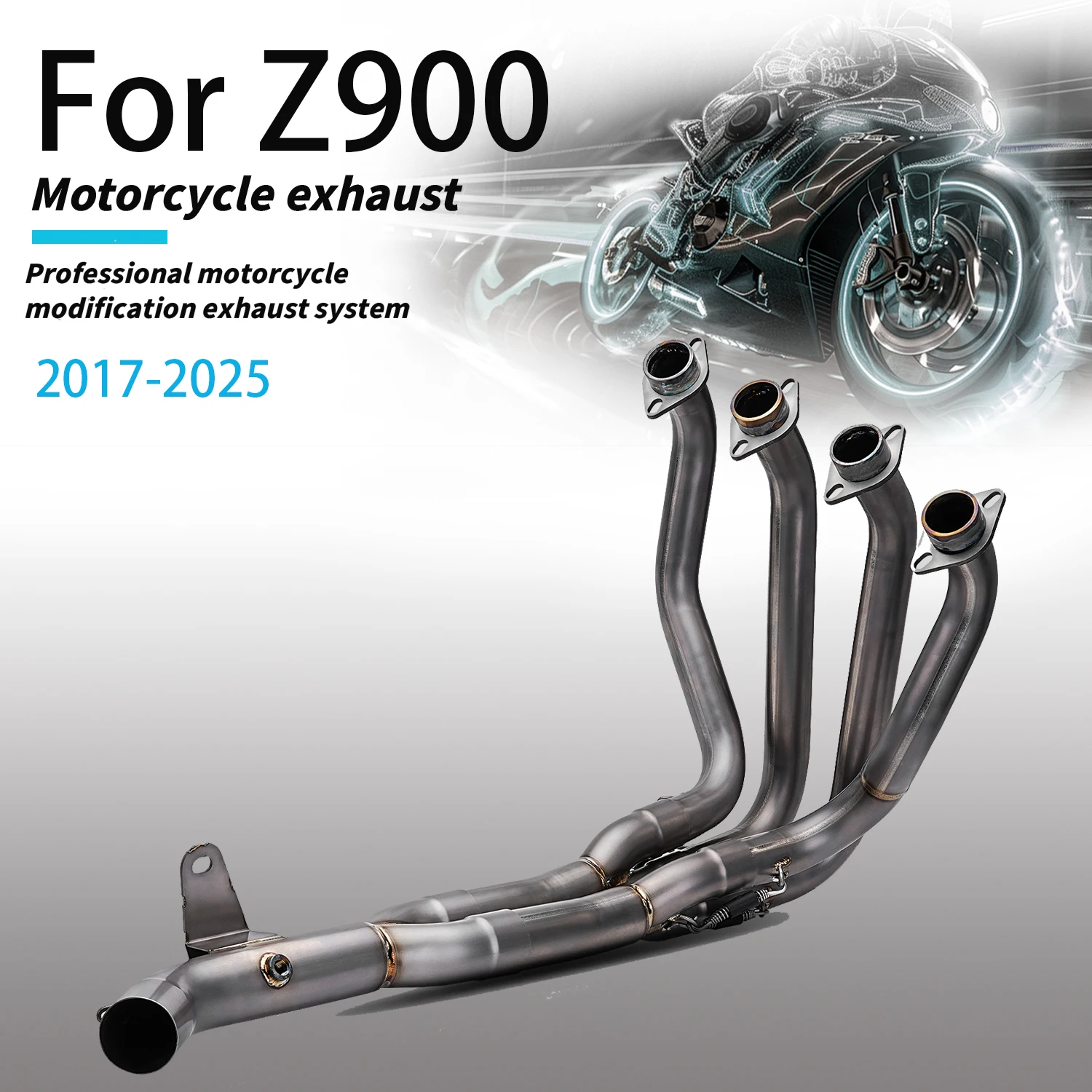 

For Z900 kwsa17-25 Motorcycle Exhaust System Modified titanium alloy Front Link Pipe Two oxygen sensors Connect Original Muffler