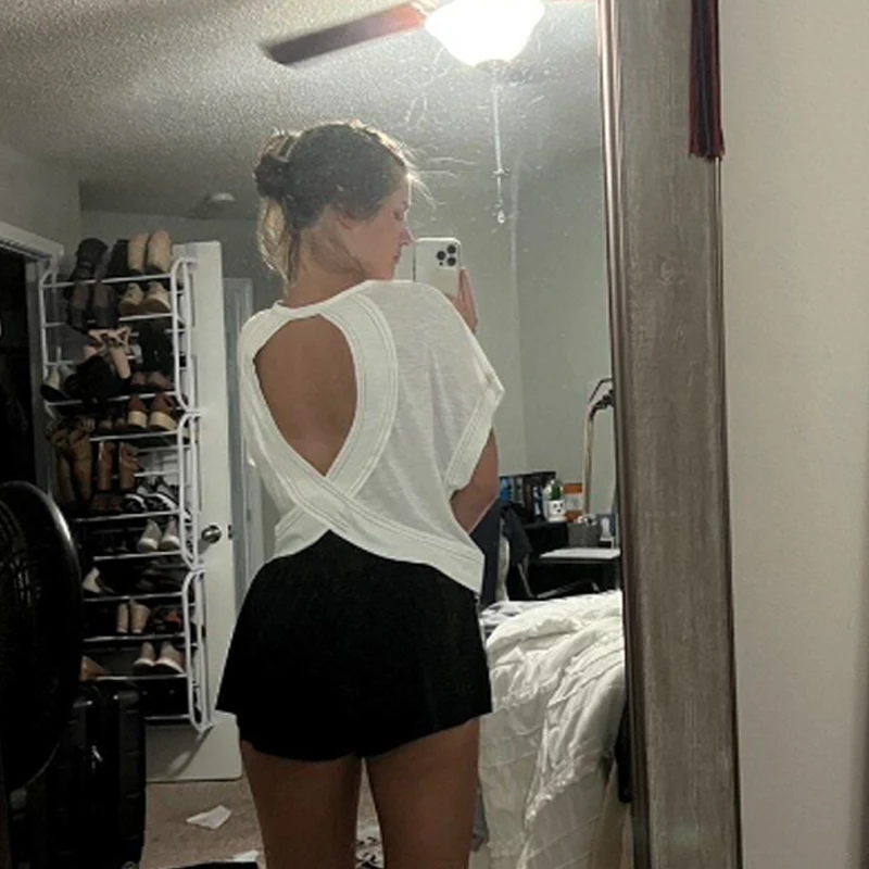 تي شيرت يوجا رياضي جديد للسيدات لعام 2024 تي شيرت فضفاض يسمح بمرور الهواء #5