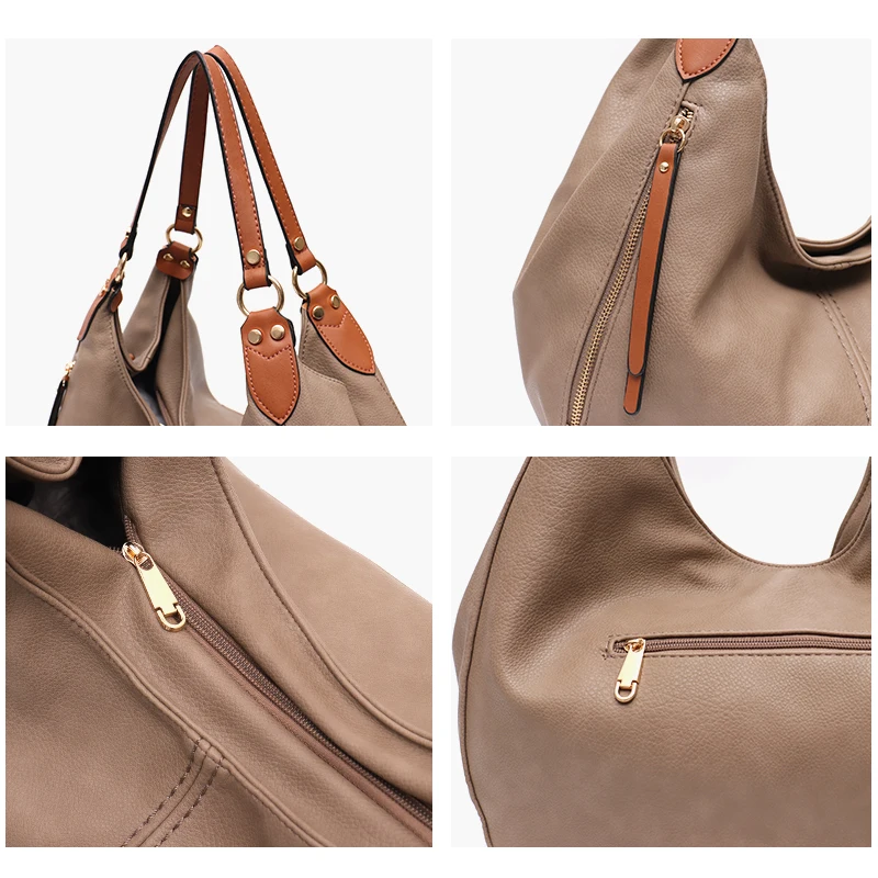 CEZIRA Large Shoulder PU Leather Tote Bag Double Strap Big Soft Casual Daily Work Over night Women Shopping Front PocketsHandbag