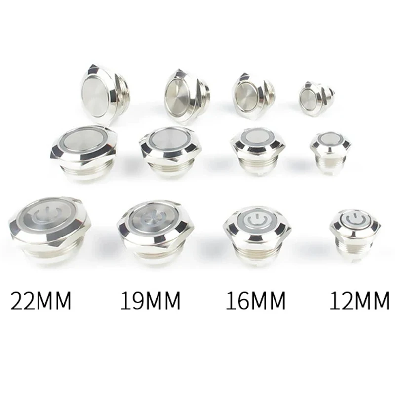 Stainless Steel LED Touch Elevator Button Switch Short-Throw Self-Reset Momentary 12mm-30mm Sizes Available