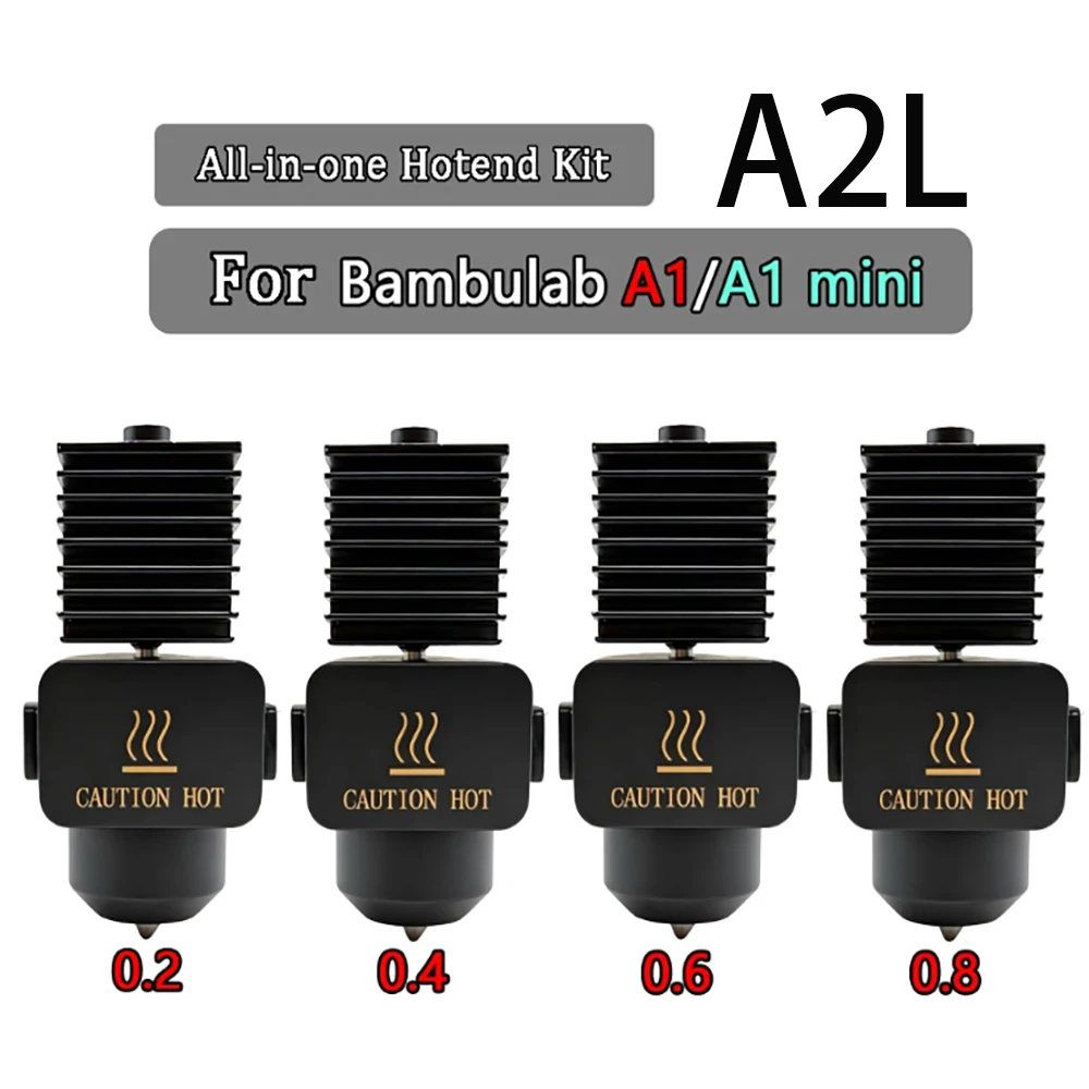 For Bambu Lab A2L A1/A1 Mini All-in-one Hotend Kit with 0.4/0.6/0.8mm Hardened Steel Nozzle for BambuLab A1 Replace Hotend Kit