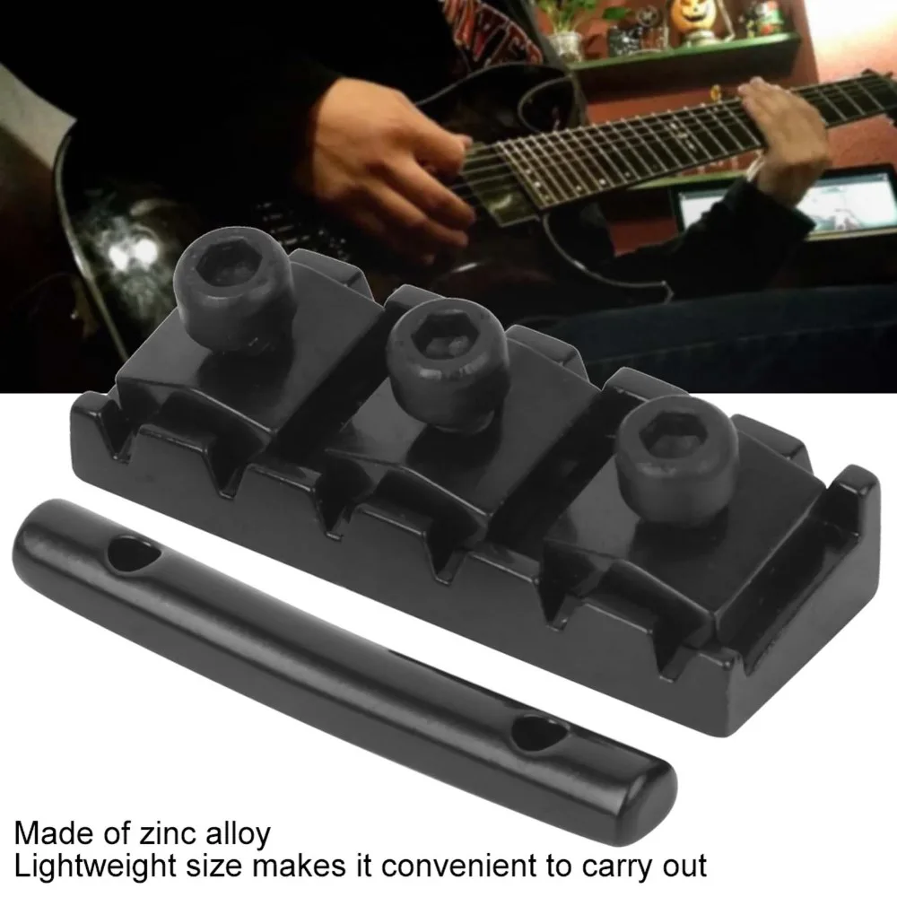 Black Electric Guitar String Lock Nut 42mm Metal Guitar String Locking Nut Mounting Screws Hex Wrench
