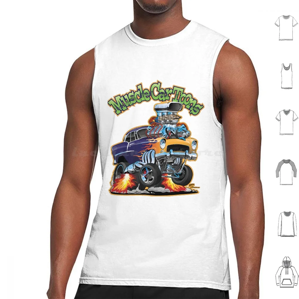 Muscle Car Toons Automotive Cartoon Comic Book Cover Art Classic Tank Tops Vest Sleeveless Muscle Car Toons Automotive Cartoon