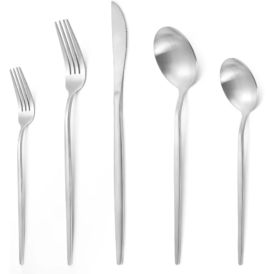 

60 Piece Silverware Set Service for 12 Matte Silverware Set Include Spoons Forks Knives Premium Stainless Steel Flatware Set fo