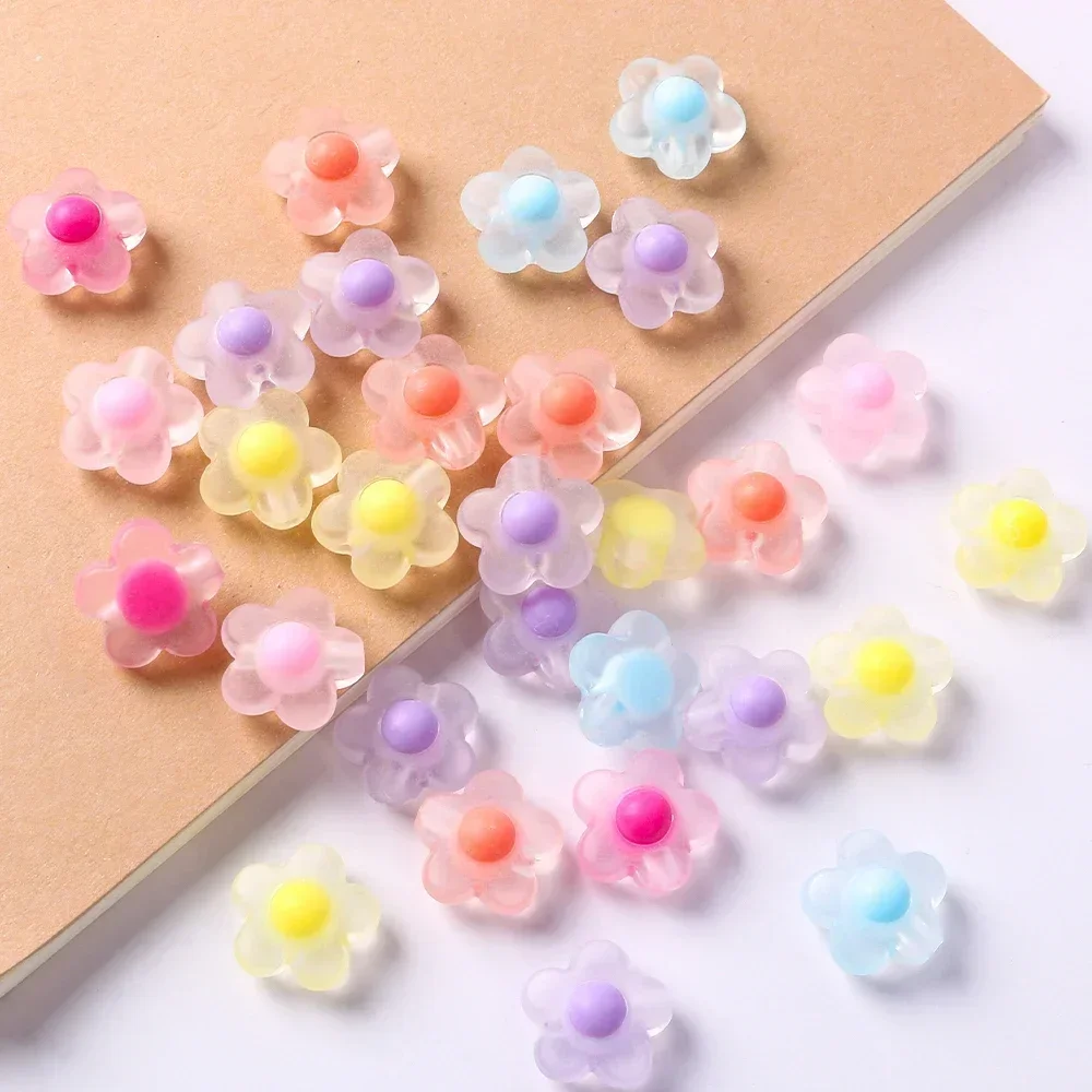 

20pcs/Bag Flower Candy Beads Color Spacer Beads Matte Acrylic Beads For Jewelry Making Diy Bracelet Necklace Accessories