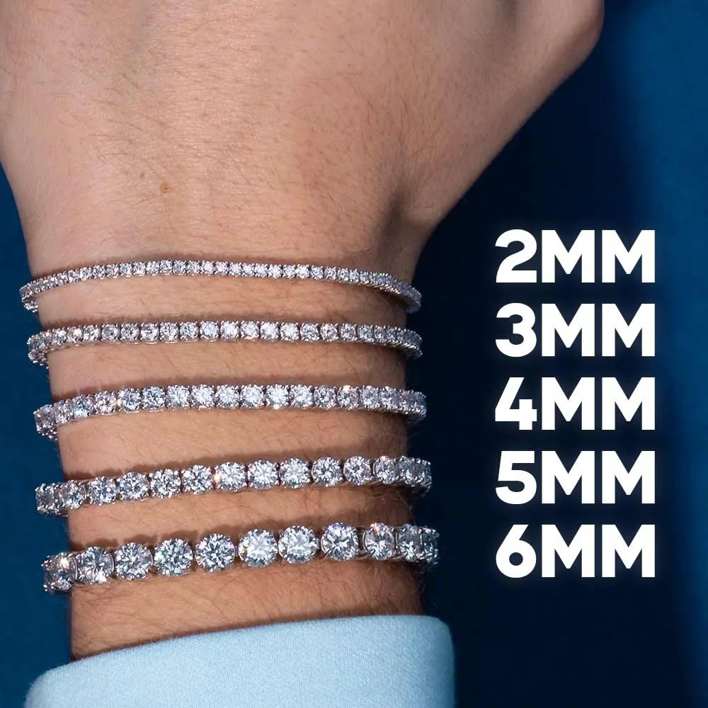 ICEBLING 2/3/4/5MM VVS1 Moissanite Tennis Bracelet S925 Sterling Silver/Brass with GRA Certificate Iced out Bracelets Wholesale