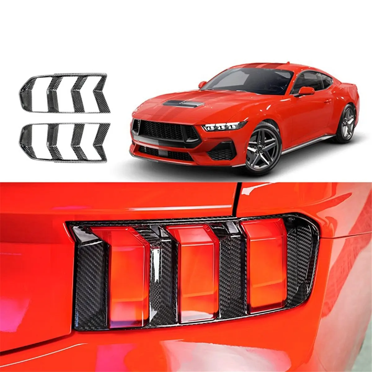 Super Sale Car Exterior Accessories Taillight Brow Frame Carbon Fiber Accessories for Ford Mustang GT 2024