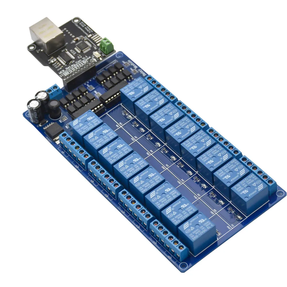 16 Channels Relay Ethernet Controller Board RJ45 Port Ethernet Control Module Lan Wan Network Web Server