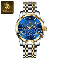 POEDAGAR Luxury Fashion Wristwatch Men Waterproof Luminous Date Chronograph Watches Gents Quartz Stainless Steel Male Watches
