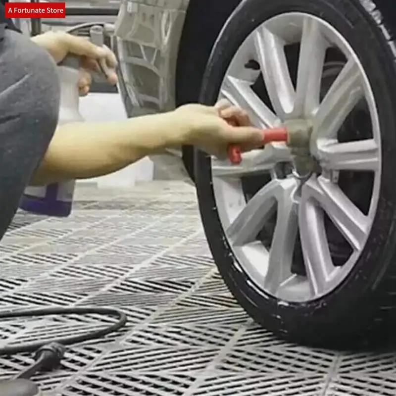 2X Car Wash Embedded Tire Screw Brush Lug Nut Wheel Cleaning Tools With 6 Extra Sponges-A78G