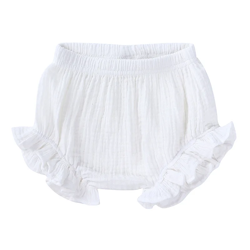 Summer Breathable Toddler Diaper Cover Shorts Baby Girls Cotton Muslin Ruffle Bloomers