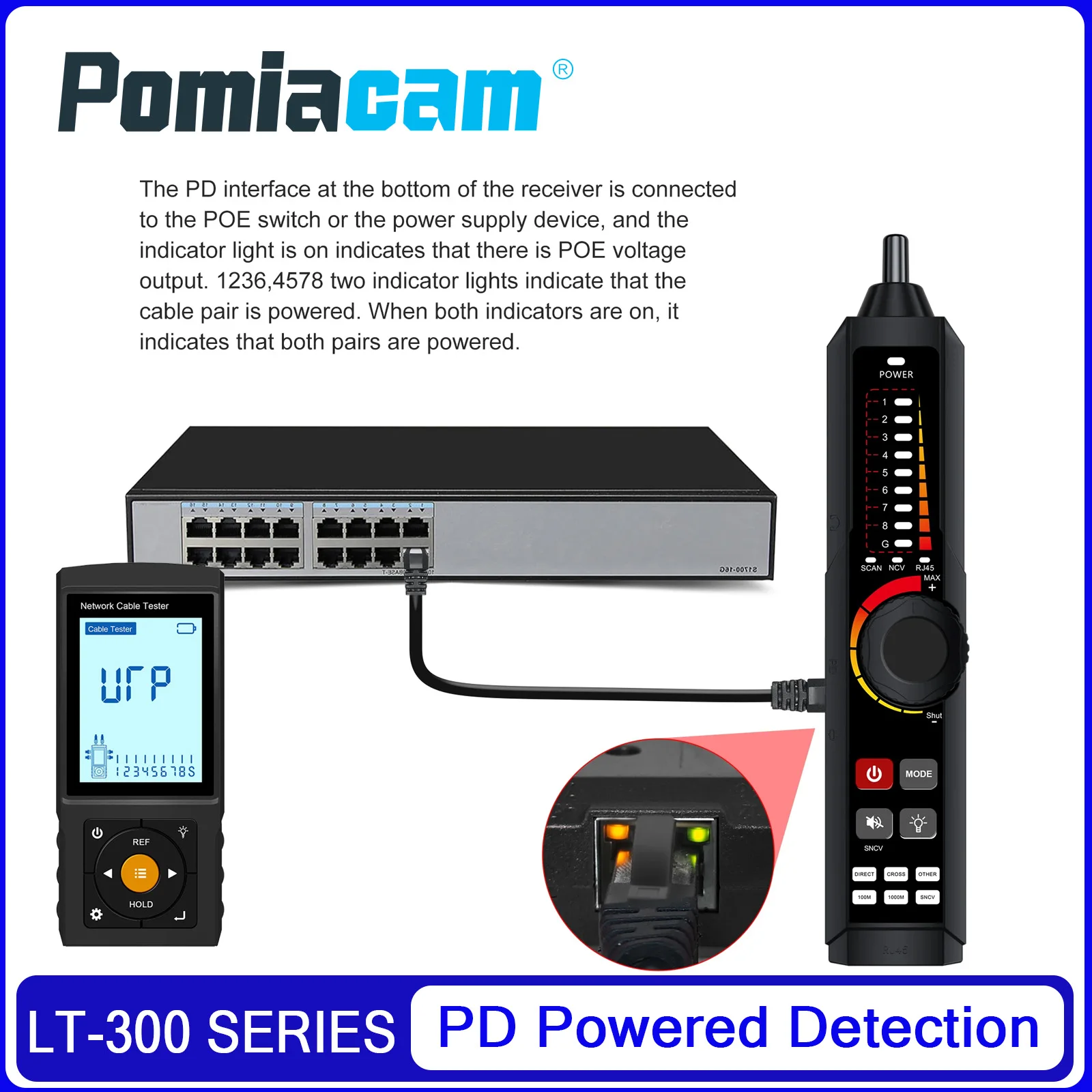 

Цифровой трассоискатель сетевого кабеля RJ45 TDR с измерением длины, тестером PoE для монтажных работ, проверки электрических цепей и поиска линий