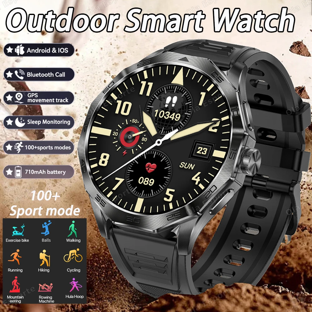 

Новые умные часы 710 мАч для мужчин 2025 Bluetooth вызов сердечного ритма монитор здоровья сна 100+ спорт фитнес открытый военные умные часы