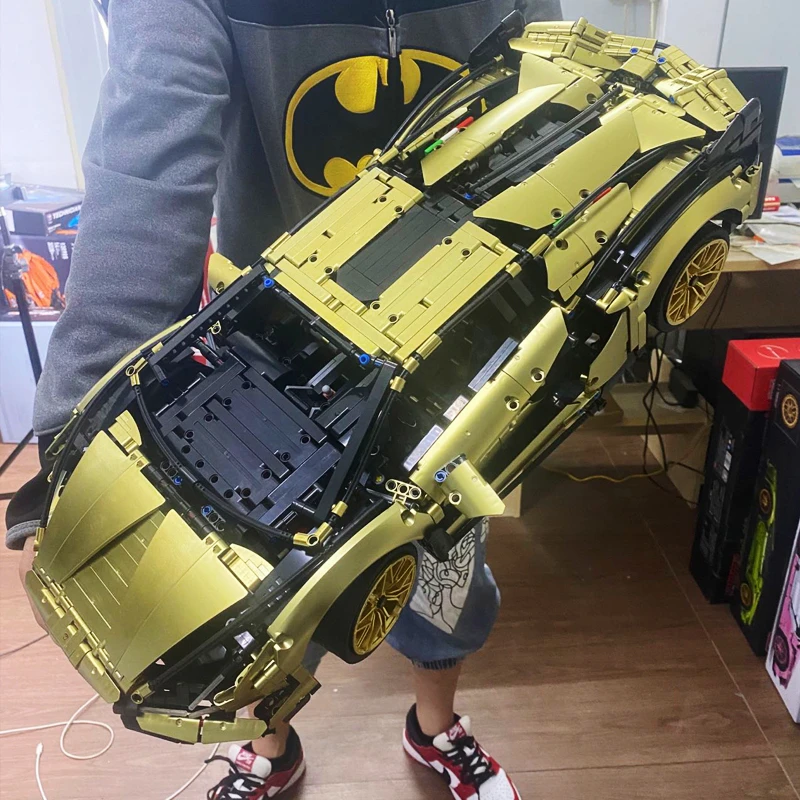 Bloques de construcción de electroplaca Lamborghini Sian FKP 37, juguetes de alta tecnología, supercoche deportivo, MOC, 1:8, 42115
