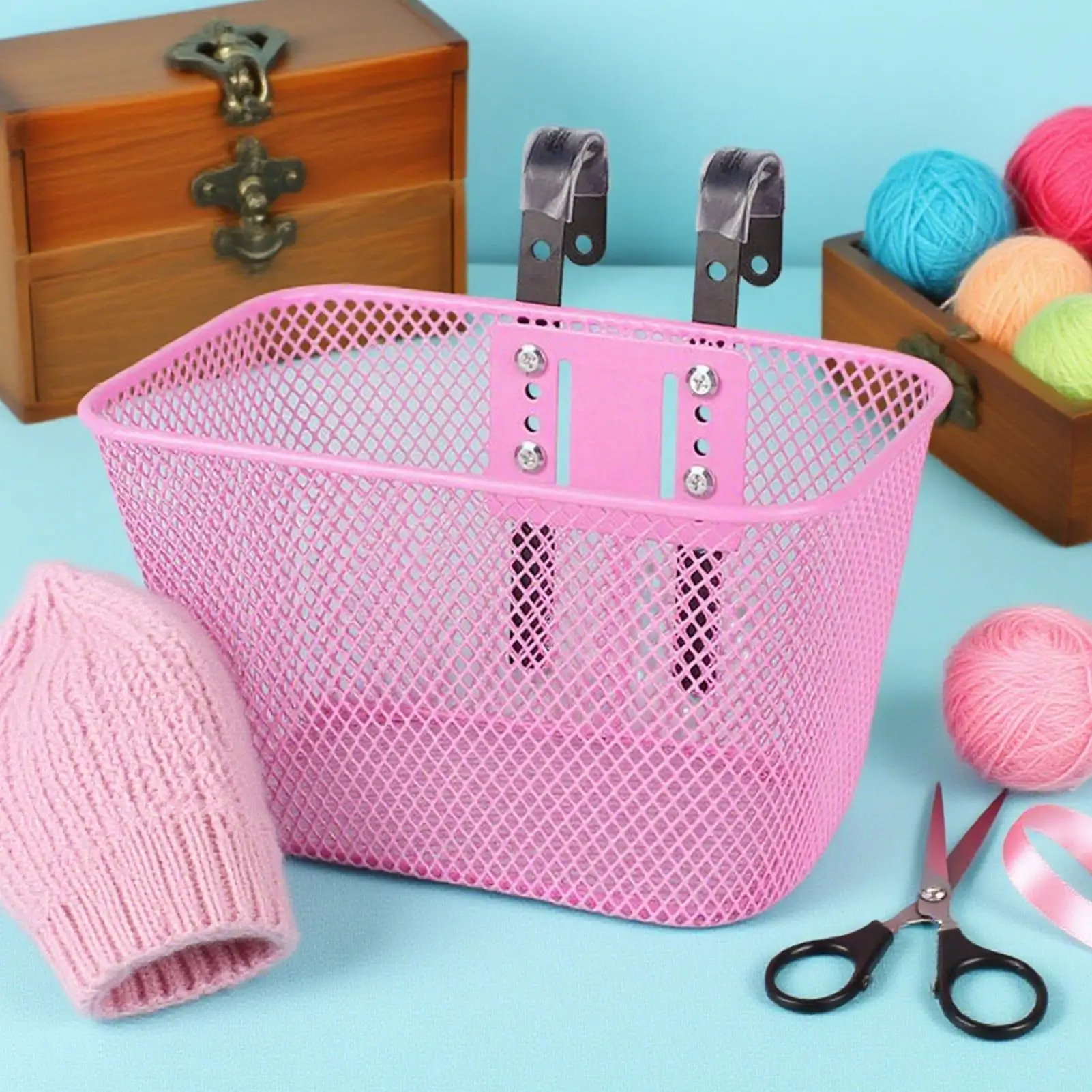 

Kids Bike Basket Cycling Basket Portable Multifunction Carrier Bike Storage Basket Metal Mesh Basket for Commuting Shopping