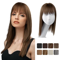One Piece Natural Synthetic Hair Toupee Fiber Hairpiece For Women Clip In Bangs Extension Wig Lady Fake Invisiable Brown Topper
