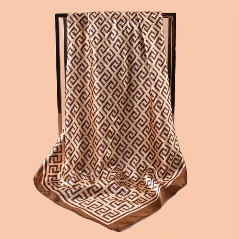 High Quality Silk Scarf Scarf Top Headwraps Women Four Seasons Hair Scarves Hijab Foulard Luxury Bandana Femme Headscarf 90*90cm