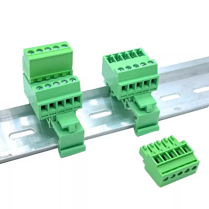 5sets HJXY  Solderless butt rail type terminal block 15EDG-UVK-3.81 with KA up and down plug-in rail 15/35mm 3p-24p